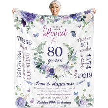 Cadeaus voor de 80ste verjaardag van een vrouw – Zachte deken van 76 x 102 cm voor oma, moeder, zus, vrouw, vriendin, tante – Past bij al haar