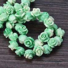 10 piezas de flores de rosa de 6 mm, 8 mm y 10 mm, cuentas sueltas de resina de coral artificial para manualidades de joyería - Verde - 10 mm