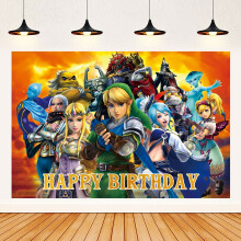 A Zelda legendája rajzfilm témájú születésnapi zászló háttér banner gyerekzsúr dekorációs kellékek fotózáshoz, fotókellék,