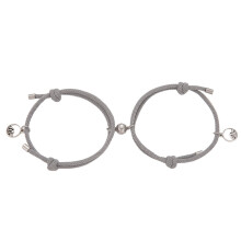 Ensemble de 2 bracelets en corde tressée style nautique (gris, taille unique), ajustables et faits main, avec nœud en métal. Cadeau unisexe.