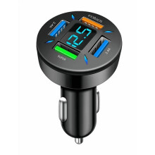 Opruiming! 66W autolader snellader met sigarettenaanstekeradapter, 4 poorten QC3.0USB P2C4