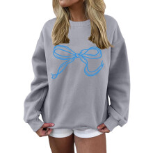 Kvinder Oversized Sweatshirt Sløjfe Rund Hals Langærmet Pullover Top Æstetiske Efterårs Sweatshirt Outfits