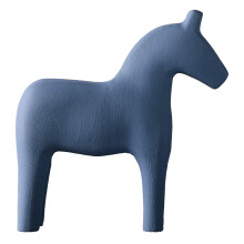 Holzpferdefigurine aus Kiefernholz, handgemalt, blau, Tischdekoration