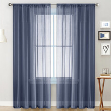 Rideaux semi-transparents, rideaux à œillets en polyester uni filtrant la lumière, rideaux semi-transparents à double rangée pour salon et balcon
