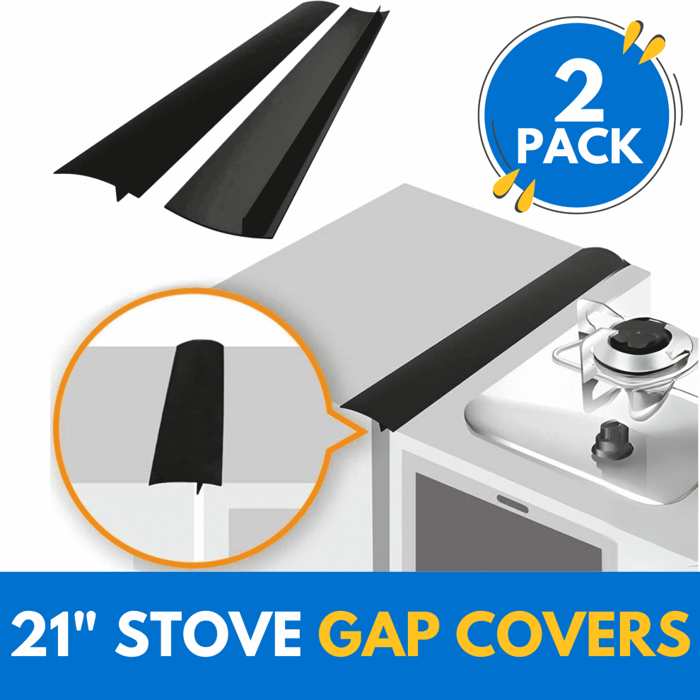 Silicone Stove Gap Covers 2 Pack Â Heat Resistant, Non-Slip, Easy Clean (21", Black) Â Compatible With Most Stoves 9065194461816