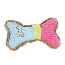 Quietschspielzeug für Hunde, besticktes Knochenkissen, blauer Cord