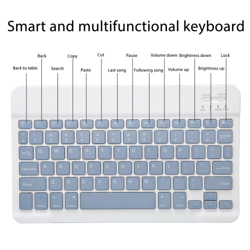 Ultra Slim Portable Wireless Tablet Keyboard for IOS, Android, Win, OS X - Mist Blue 2