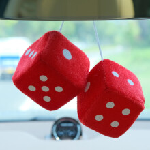 Fuzzy Plush Dice for Car Mirror, Soft Fuzzy Rearview Mirror Decoration Universal for Cars, Classic Vintage Nostalgic Car Accessories Interior