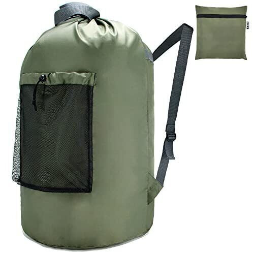 Large Laundry Bag Backpack Laundry Backpack with Shoulder Straps and Mesh Poc...