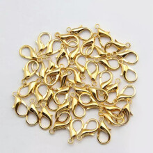 50 fermoirs mousquetons en forme de pince de homard, coloris or/argent/bronze/noir, tailles 10/12/14/16/18/21 mm - Or - 14 x 7 mm
