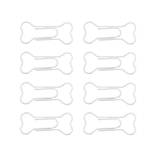 30Pcs Bone Shape Plastic Covered Wire Fancy Paper Clips, MultiPurpose Bookmarks