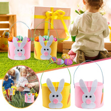 Lot de 2 paniers à bonbons en forme de lapin de Pâques, adorables sacs pour la chasse aux œufs, sacs cadeaux réutilisables pour les fêtes de