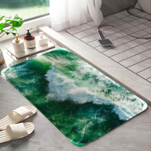 Beach waves 1028 Non-Slip Memory Foam Bath Rug: Absorbent, Quick-Dry, Machine Washable, Soft & Comfortable - M