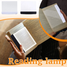 Book Light, Rechargeable Clear LED Flat Book Lights for Reading in Bed at Night, Dimmable Panel Plate Book Lamp Full Page Light (Black)