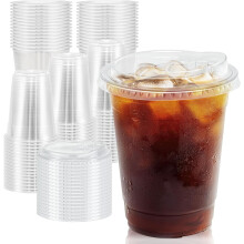 20 oz Clear Plastic Cups with Lids, Food-Safe Cold Drink