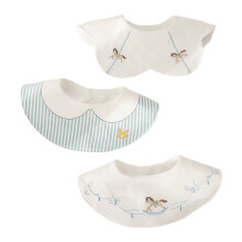 Kids Embroidered Waterproof Feeding Bibs Comfortable Cotton Bibs Waterproof Bibs Infant Mealtime Bibs for Kids