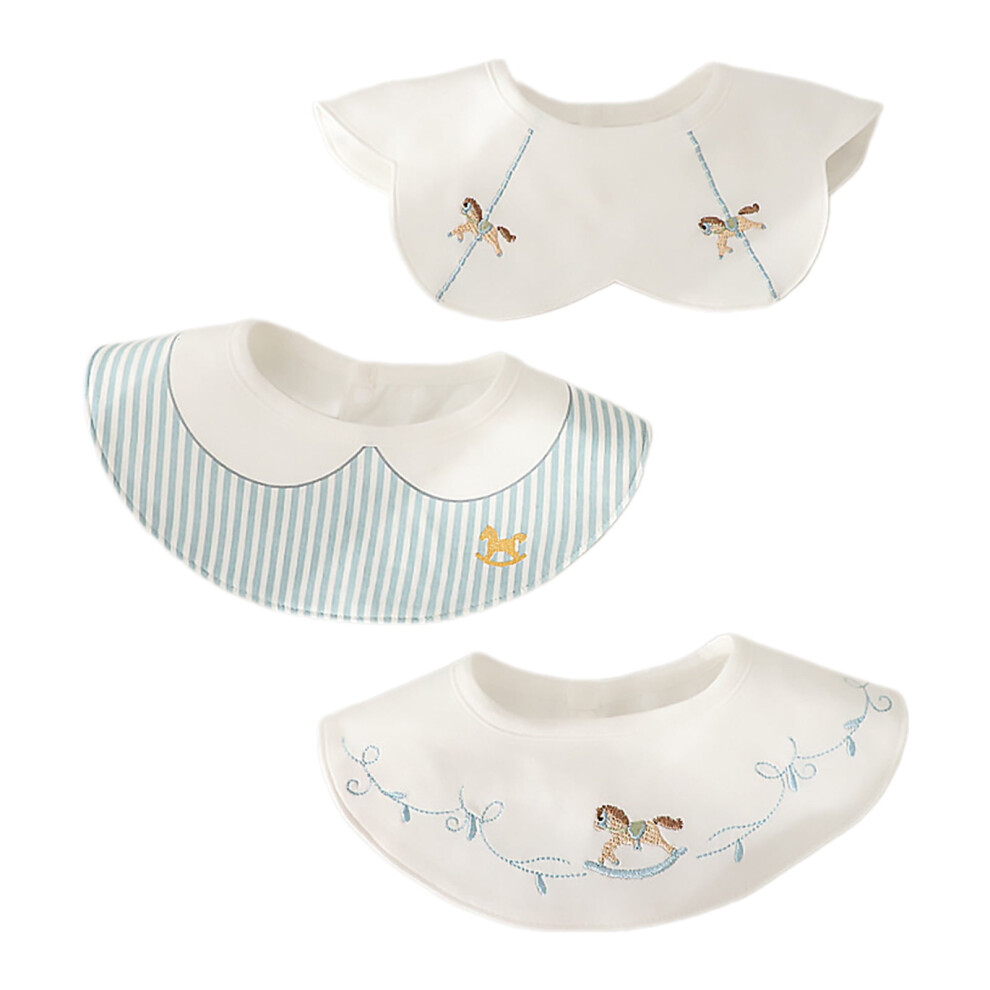 Kids Embroidered Waterproof Feeding Bibs Comfortable Cotton Bibs Waterproof Bibs Infant Mealtime Bibs for Kids