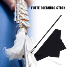 Flute Cleaning Rod Wind Music Cleaning Tool Cleaning Cloth Set Flute Probe Cleaning Rod+Cloth Rod Length 345mm