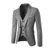 Abito da lavoro da uomo slim fit a tre pezzi, grigio, taglia XXL