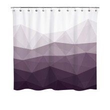 Rideau de douche géométrique gris froid – Décoration de salle de bain contemporaine, compatible avec les barres de douche standard