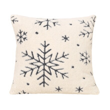Grey Christmas Pillow With Velvet Snowflake Design For Sofa And Bedroom Decor With Fabric Material And Polyester Construction