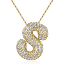 Dainty Bubble Letter Necklace, 18K Gold Plated Balloon Initial Pendant on Chain – Simple Gift Jewelry for Women, Compatible with Sensitive Skin