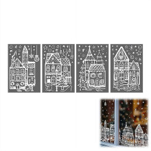 Christmas Window Clings Winter Scene 4 pcs 7.87 x 11.81