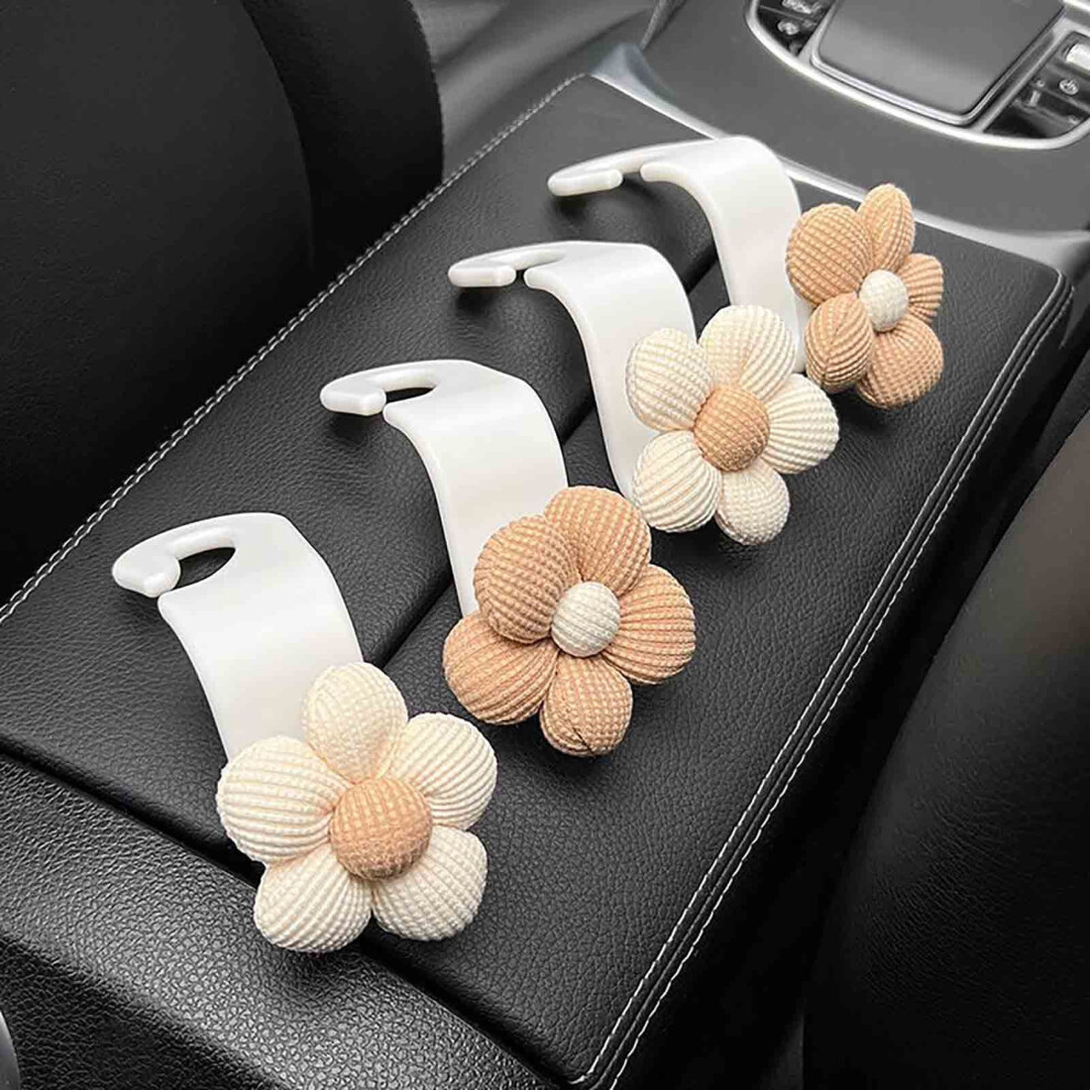 4Pcs Cute Flower Car Seat Headrest Hooks - Sturdy & Easy Install Purse Holders For Car Bags And Purses - Car Accessories For Organized Ride 9101399502098