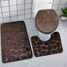 Tapis de bain unis en liquidation ! Tapis de salle de bain, ensemble de tapis de bain lavables, 3 pièces (couvre-abattant, tapis contour, tapis de
