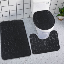 Liquidation ! Tapis de bain, ensemble de 3 pièces, tapis de baignoire ultra doux, antidérapant et absorbant, noir.