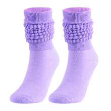 Men's Wool Thermal Socks, Purple, Medium High Tube, Bubble Design, Compatible with All Sizes – Unisex Winter Socks