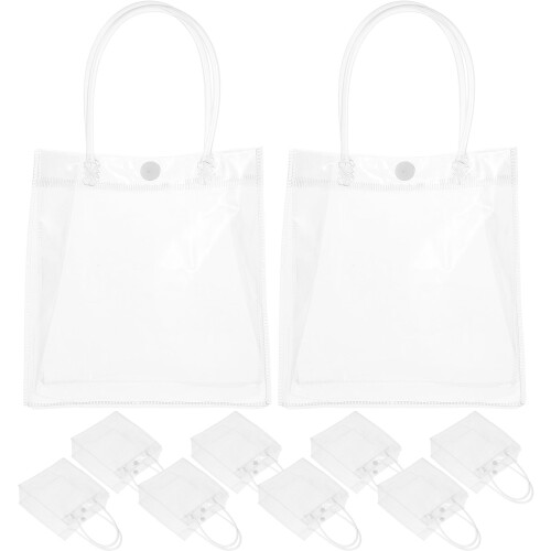 10 sacchetti di plastica trasparenti con manici per dolcetti da sposa
