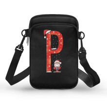 Vintage-Schultertasche mit dem Buchstaben P und Weihnachtsmannmotiv, mit verstellbarem Riemen für Freizeit und Reisen