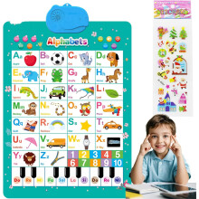 Talking Wall Chart for Kids, English & Spanish Learning Poster with Interactive Touch Buttons for ABCs Numbers Animals and Piano