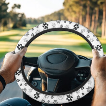 Paw Pattern Golf Cart Steering Wheel Cover – Soft, Non-Slip, Compatible with Club Car