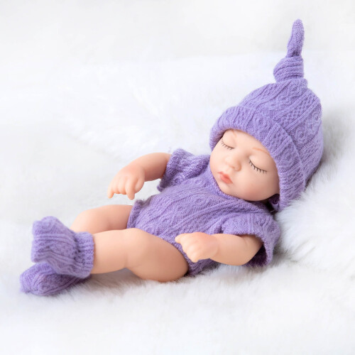 Κούκλα Reborn Baby 18cm με πιπίλα και σαλιάρα, ρεαλιστικό βινύλιο, μαλακό λάστιχο,