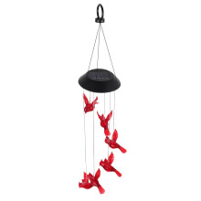 Luz de campanilla de viento conmemorativa del cardenal con vellón rojo y