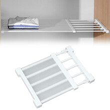 PRYESS Expandable Closet Organizer Shelves, White, 30-40cm Stretch, 24cm Wide, No-Drill, Adjustable Metal Storage, Compatible with Wardrobes
