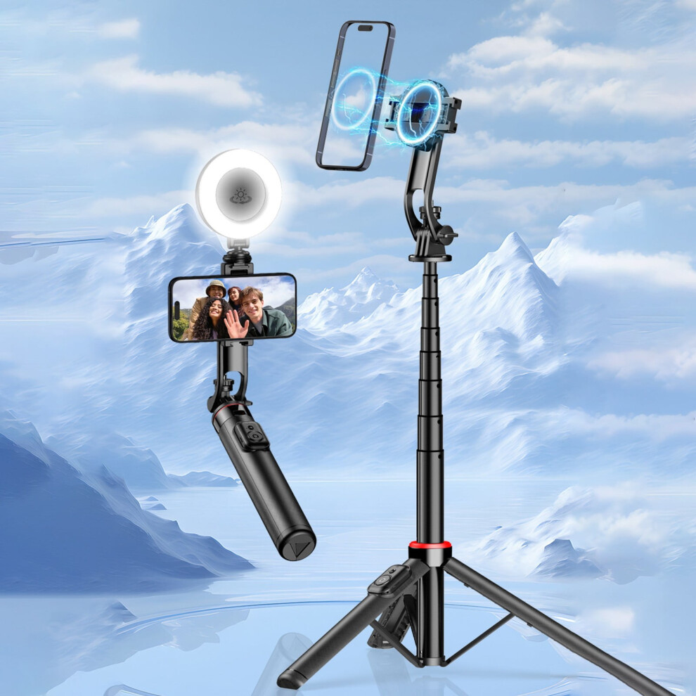 Outdoor Travel Photography Gimbal Selfie Stick With Stabilizer - Portable Tripod, Anti-Shake, Expandable For Live Streaming And Selfies 9087558641924