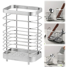 Stainless Steel Utensil Drying Rack for Kitchen – Countertop Fork & Spoon Holder, Keeps Kitchen Organized – Compatible with Standard Utensils