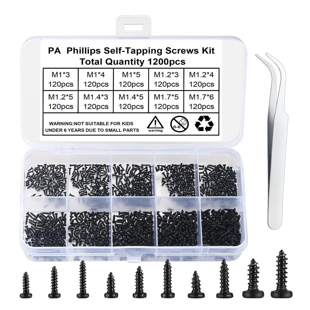 1000Pcs/Set Convenient Screw Set Self Tapping Screws Assorted Screw Set Repair Screw Assortment For Homes Office Project 9087558644475