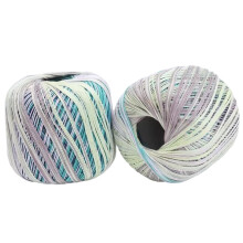 2 rollos de hilo de algodón fino, hilo de seda teñido segmentado de colores para proyectos de ganchillo y tejido, tipo 10.