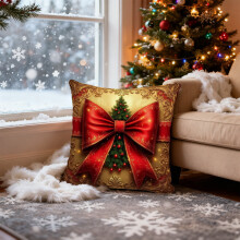 Housse de coussin de Noël améliorée avec taie d'oreiller décorative en lin style festif pour canapé A