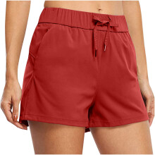 Shorts de corrida femininos com forro, cintura alta, leves e ideais para exercícios, com bolso.