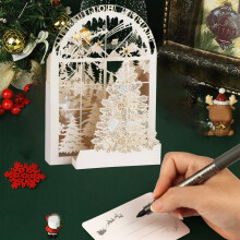 3D Christmas Greeting Cards with Envelopes, Recyclable Paper, 16.8x16.8 cm, White, Elegant Design