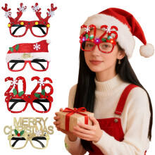 2026 LED Light Up Christmas Glasses Lighted Party Eyewear for Kids Adults Glow Light Up Photo Props for New Year Celebration