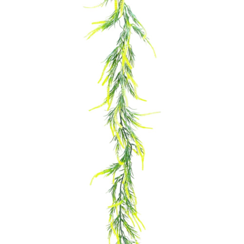 Arranjo de Natal artificial de lavanda amarela para pendurar.