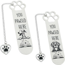 2Pcs Funny Dog Paw Bookmarks – Stainless Steel, Compatible with All Books, Gifts for Dog Lovers & Bookworms