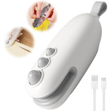 2-in-1 Mini Bag Sealer, USB Rechargeable Heat Seal Tool for Snacks & Veggies – White