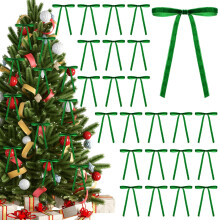 24pcs Red Velvet Bows for Christmas Tree, Wedding & Door Garland – Vintage Camel Velvet Ornaments, Compatible with Christmas Decor